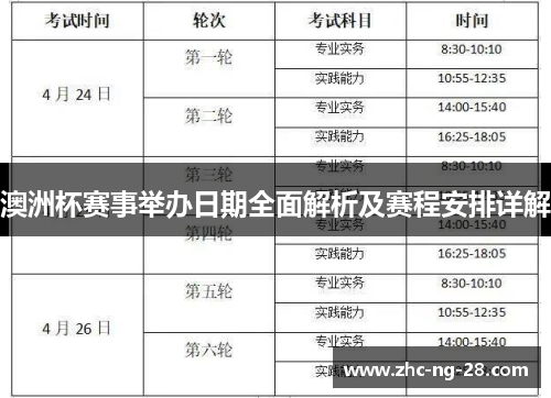 澳洲杯赛事举办日期全面解析及赛程安排详解