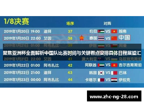 聚焦亚洲杯全面解析中国队比赛时间与关键看点安排具体日程展望汇